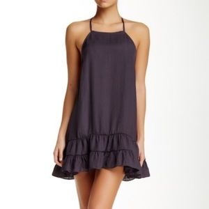Free People Dark Purple Mini Ruffle Dress
